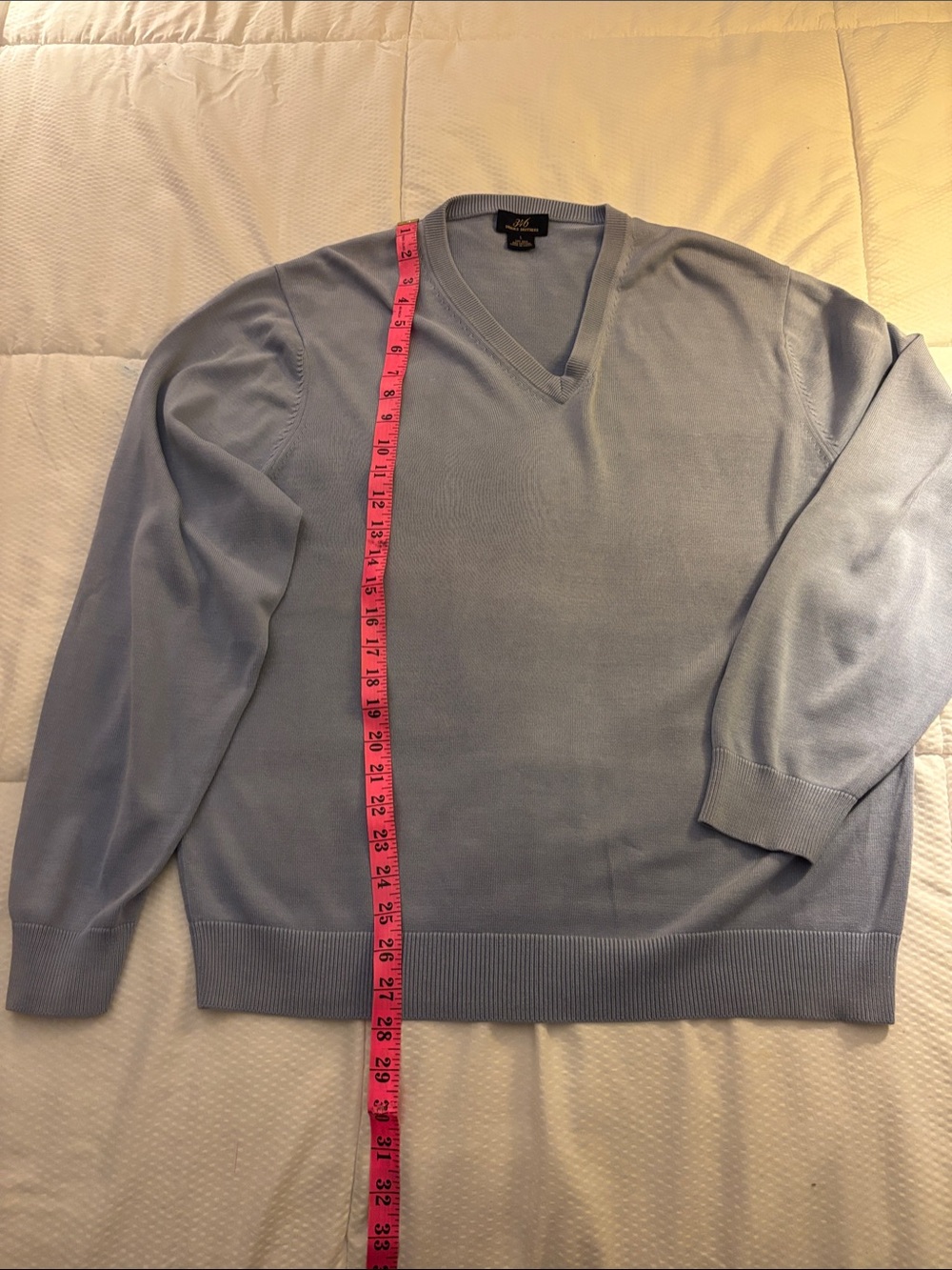 Vintage 346 Brooks Brothers 70% silk 30% cotton Men's Pale Blue V-Neck Sweater
